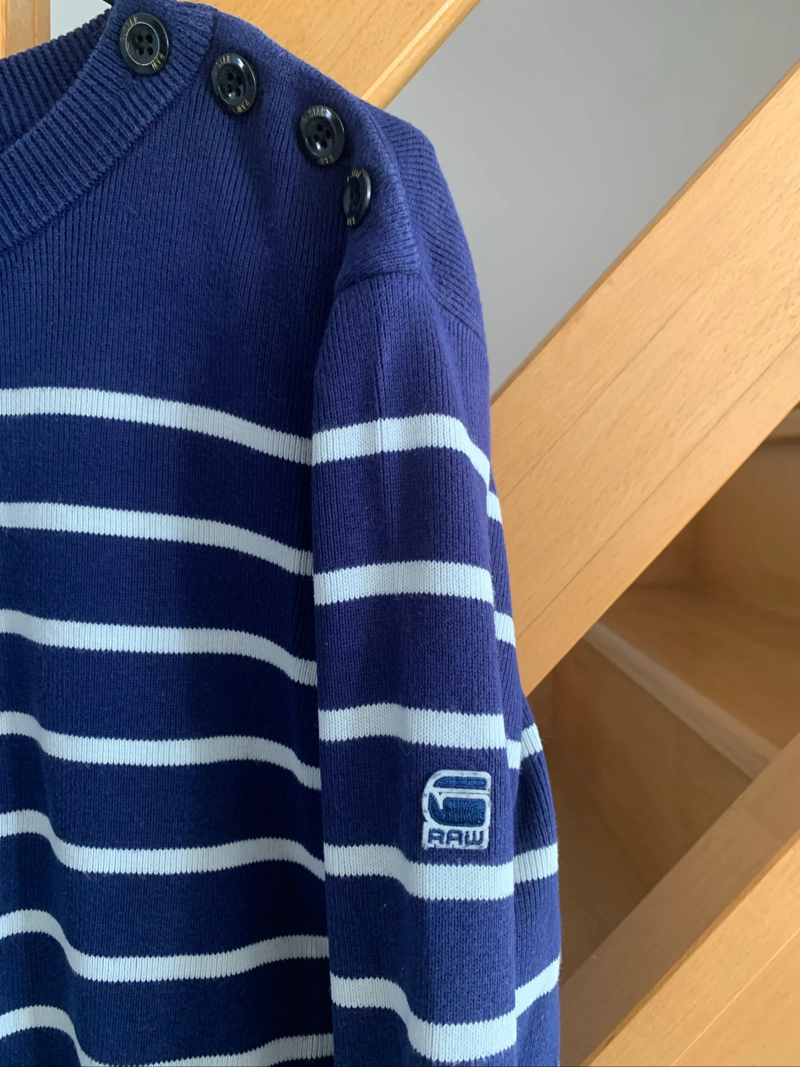 Men's G-Star RAW striped sweater navy blue/white – Size M – New – photo 2